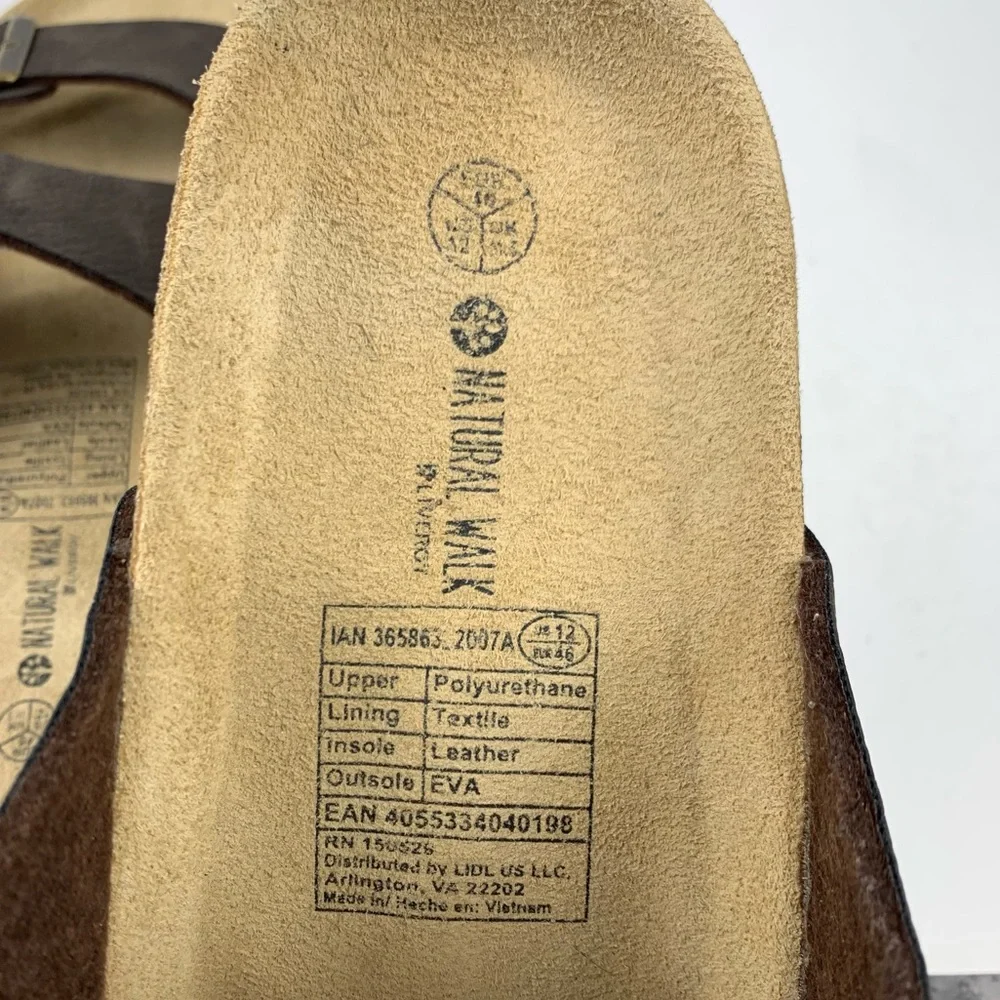 Natural Walk Dark Brown Leather Sandals Size 12 (46)